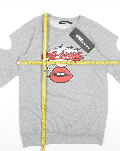 Oh My Days Womens Grey Graphic Pullover Sweatshirt UK 8