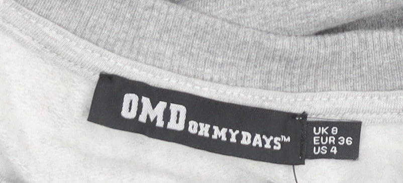 Oh My Days Womens Grey Graphic Pullover Sweatshirt UK 8