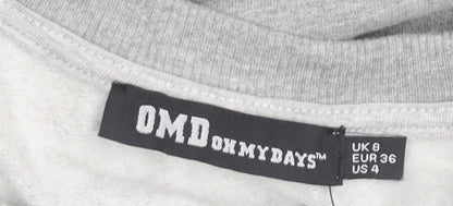 Oh My Days Womens Grey Graphic Pullover Sweatshirt UK 8
