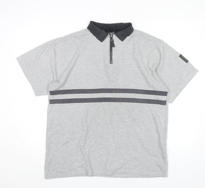 Off Shore Equipment Men’s Grey Polo Shirt L Vintage Zip Collar