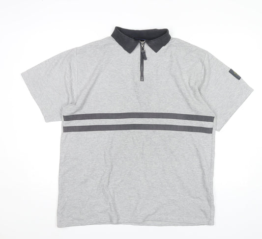 Off Shore Equipment Men’s Grey Polo Shirt L Vintage Zip Collar