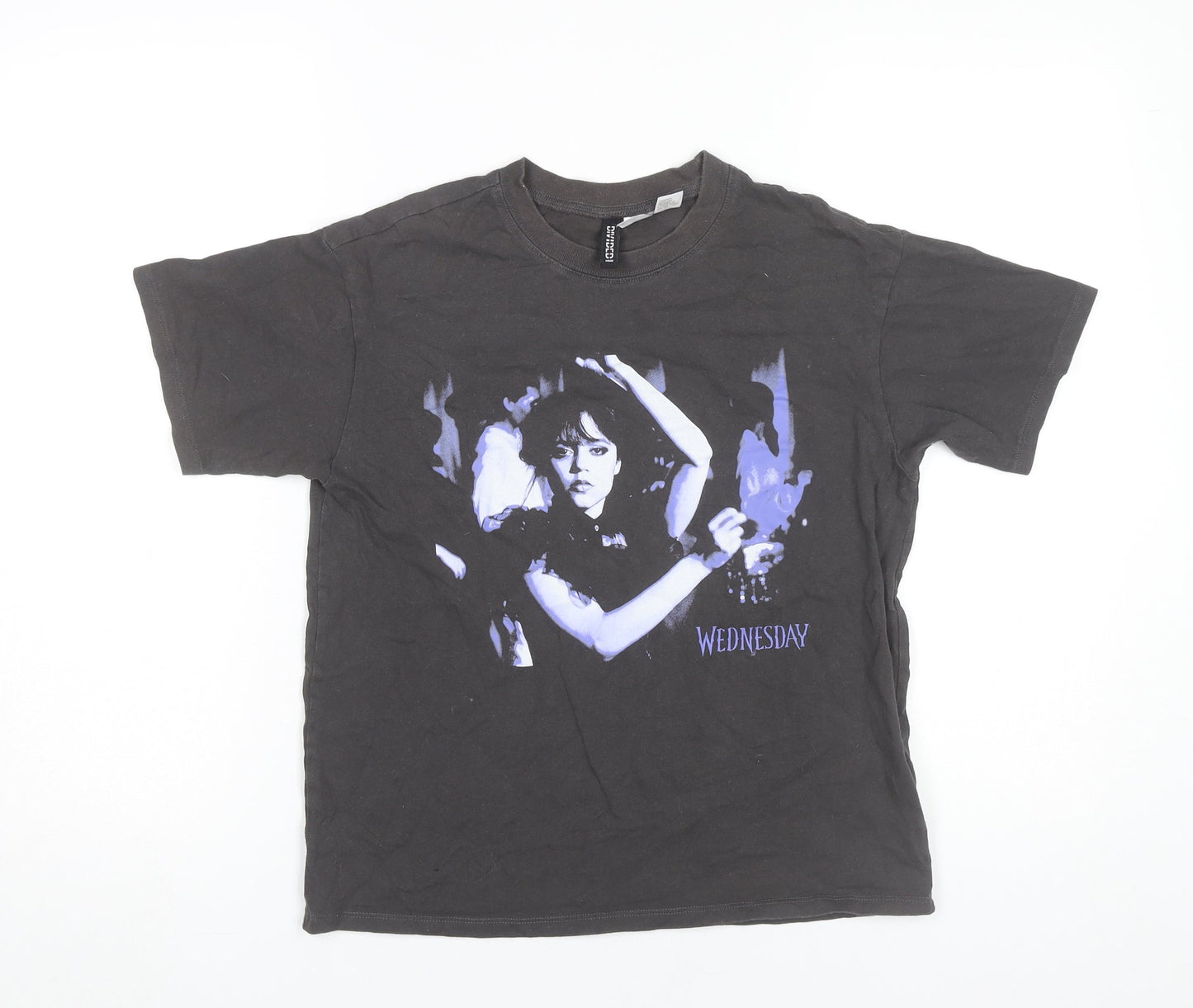Womens UK Size 2XS H&M Divided Black Basic T-Shirt