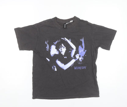 Womens UK Size 2XS H&M Divided Black Basic T-Shirt