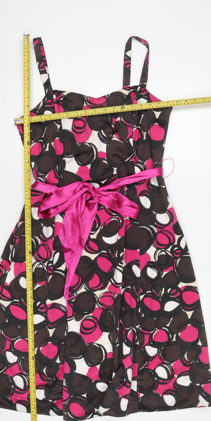 Début Women’s Pink Black A-Line Knee Length Sleeveless Dress Size 14