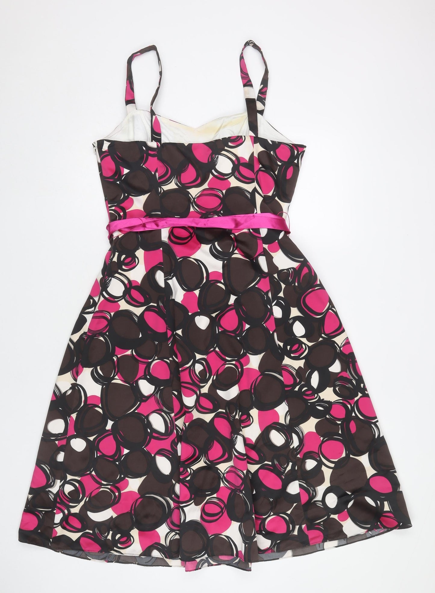 Début Women’s Pink Black A-Line Knee Length Sleeveless Dress Size 14