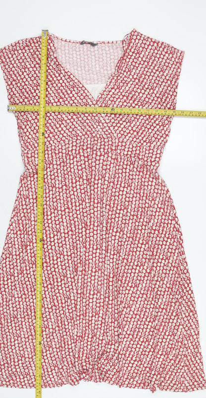 BHS Women’s Red Polka Dot Wrap Dress Size 18 Knee Length V-Neck