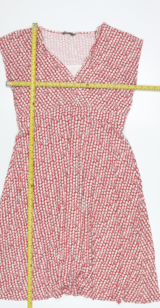 BHS Women’s Red Polka Dot Wrap Dress Size 18 Knee Length V-Neck