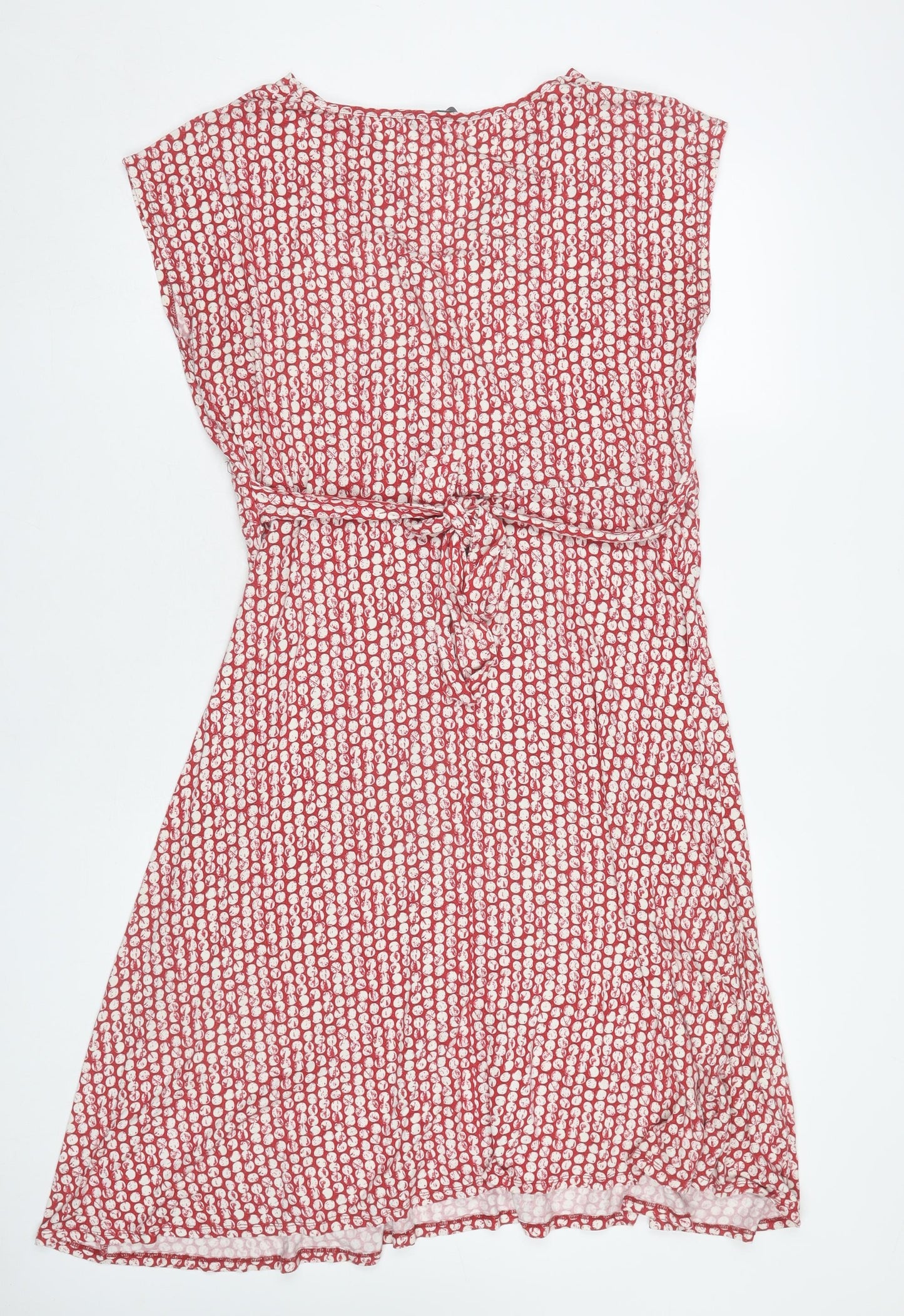 BHS Women’s Red Polka Dot Wrap Dress Size 18 Knee Length V-Neck