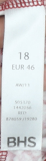 BHS Women’s Red Polka Dot Wrap Dress Size 18 Knee Length V-Neck