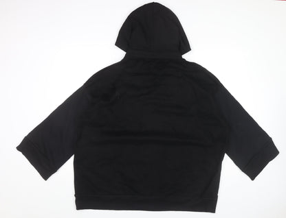 Zara Women’s Black Pullover Hoodie Size M 3/4 Sleeve Cotton