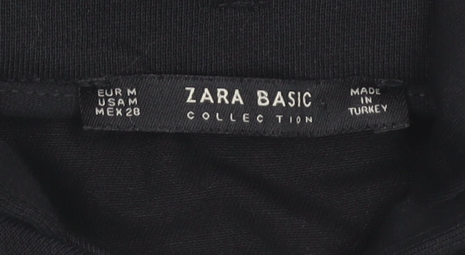 Zara Women’s Black Pullover Hoodie Size M 3/4 Sleeve Cotton