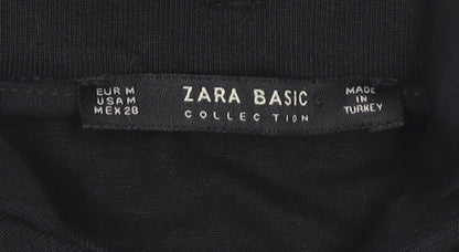 Zara Women’s Black Pullover Hoodie Size M 3/4 Sleeve Cotton