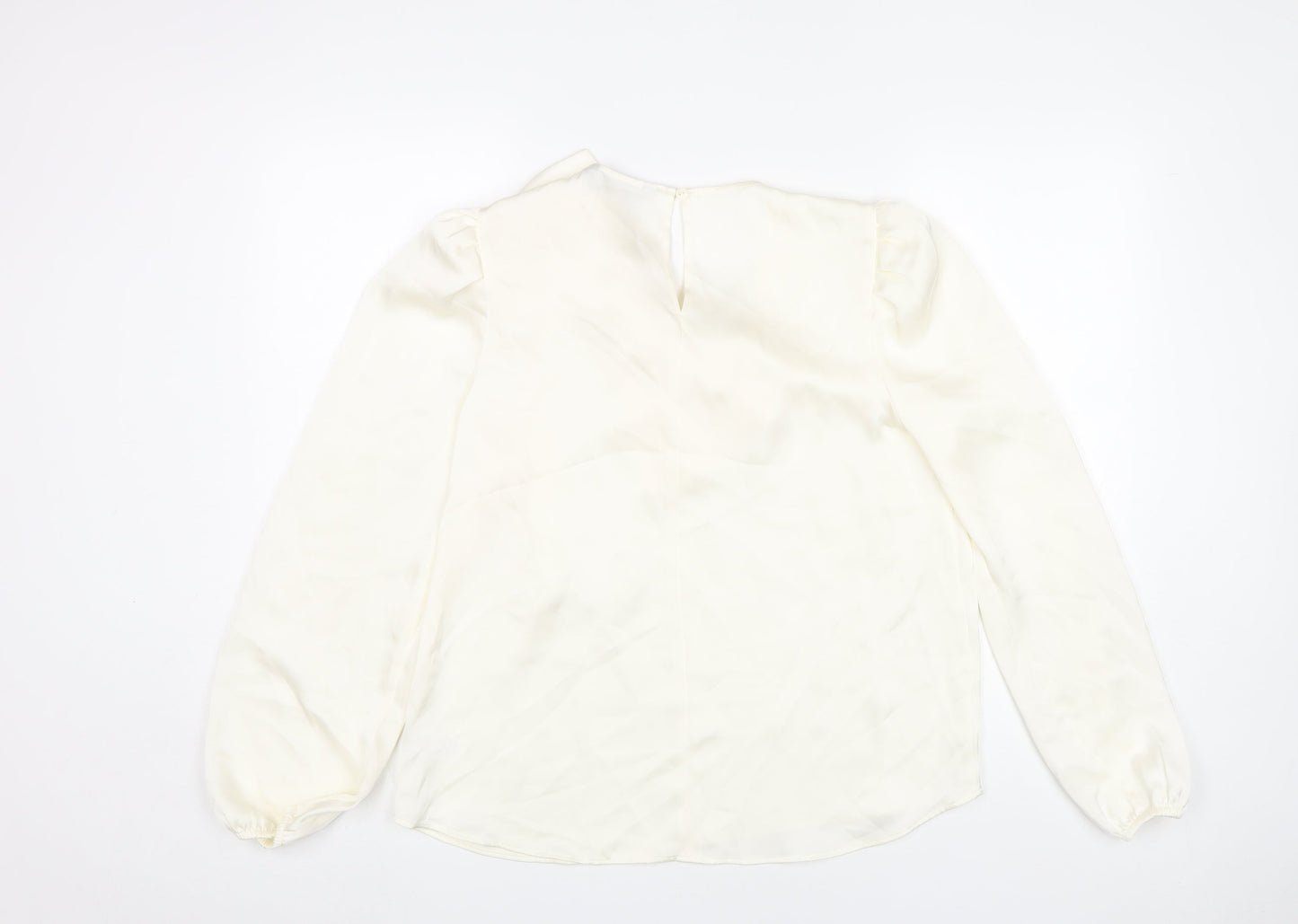 F&F Women’s Ivory Long Sleeve Puff Sleeve Bow Blouse UK 12