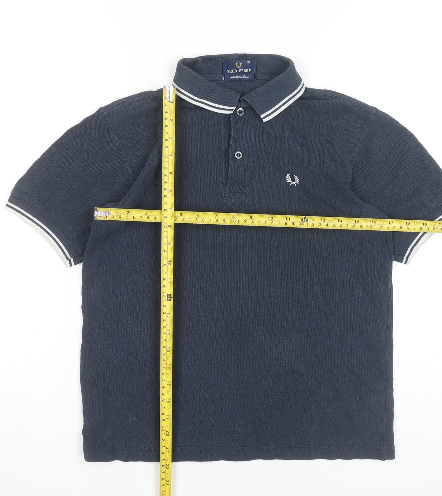 Fred Perry Men's Navy Blue XS Polo Shirt Cotton Slim Fit