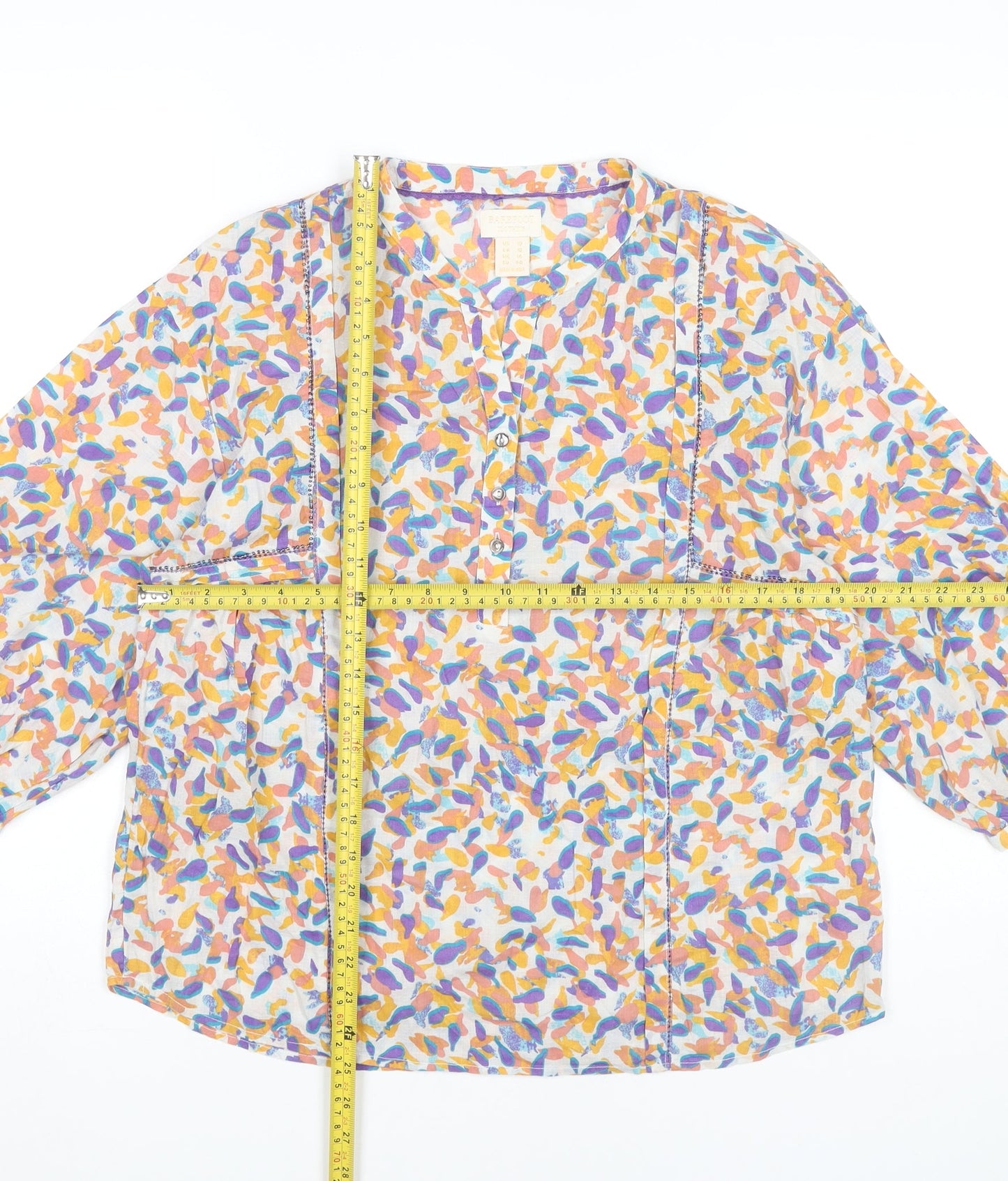 Barefoot Clothing Women’s Multicoloured Cotton Blouse UK 14 Tunic
