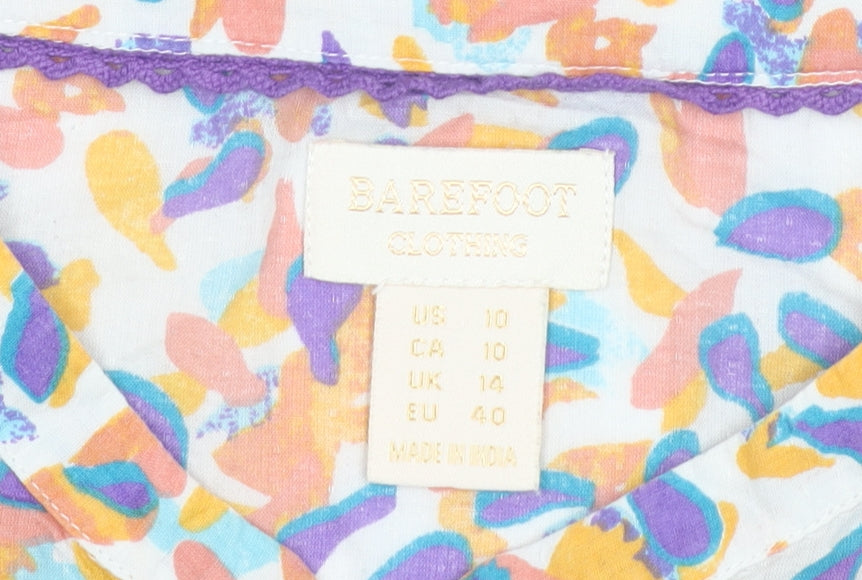 Barefoot Clothing Women’s Multicoloured Cotton Blouse UK 14 Tunic