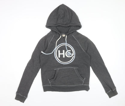 Hollister Women’s Grey Hoodie Small Pullover Logo Cotton Blend