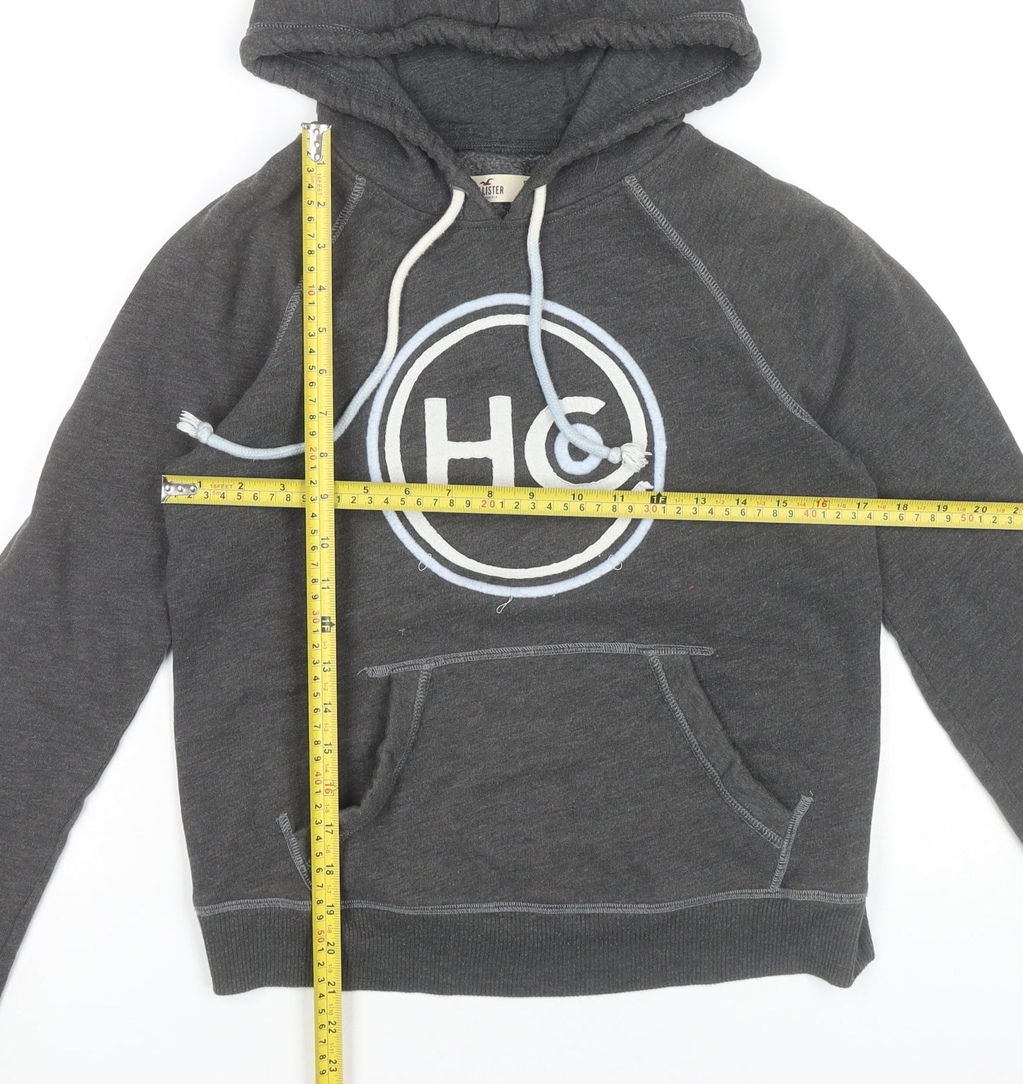 Hollister Women’s Grey Hoodie Small Pullover Logo Cotton Blend