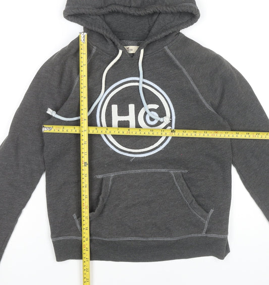 Hollister Women’s Grey Hoodie Small Pullover Logo Cotton Blend