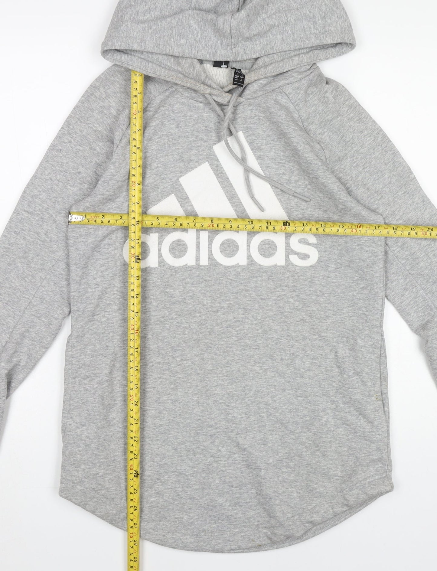 Adidas Womens Grey Pullover Hoodie Small UK 8-10 Logo Lightweight