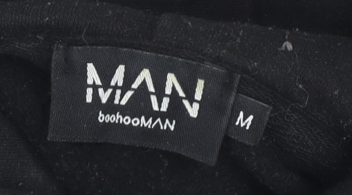 Mens UK Size M boohooMAN Black Pullover Hoodie