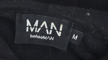 Mens UK Size M boohooMAN Black Pullover Hoodie