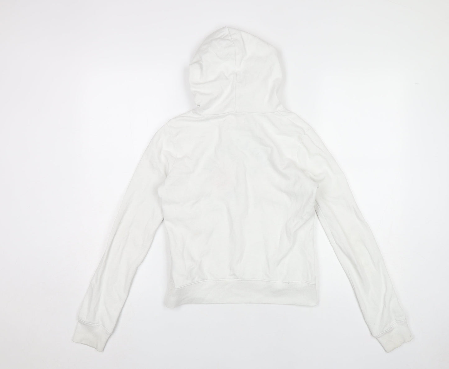 Hollister Womens White Hoodie XS Cotton Blend Pullover Logo Graphic