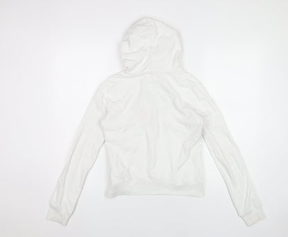 Hollister Womens White Hoodie XS Cotton Blend Pullover Logo Graphic