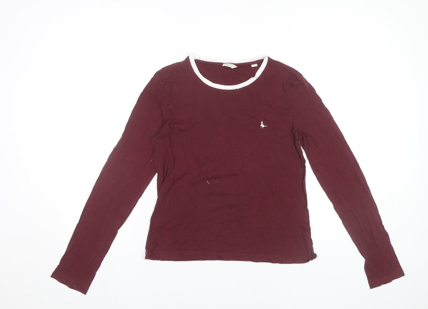 Jack Wills Womens Red Long Sleeve T-Shirt Size 10 Scoop Neck
