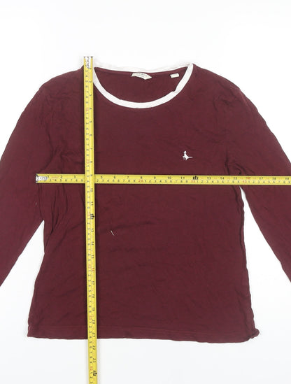 Jack Wills Womens Red Long Sleeve T-Shirt Size 10 Scoop Neck