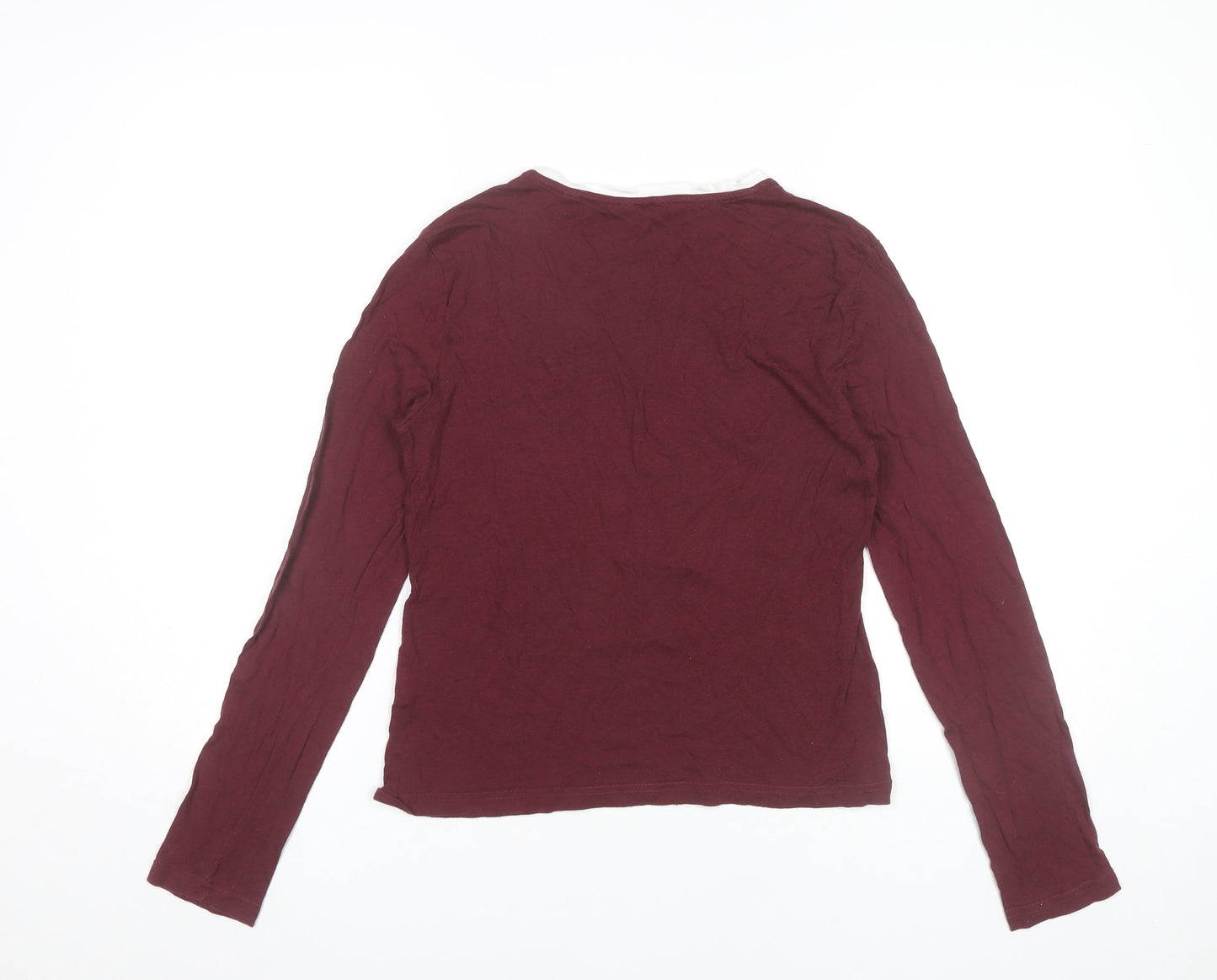Jack Wills Womens Red Long Sleeve T-Shirt Size 10 Scoop Neck