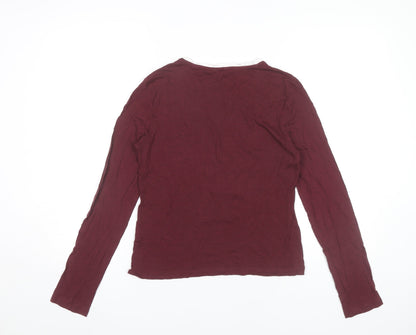 Jack Wills Womens Red Long Sleeve T-Shirt Size 10 Scoop Neck