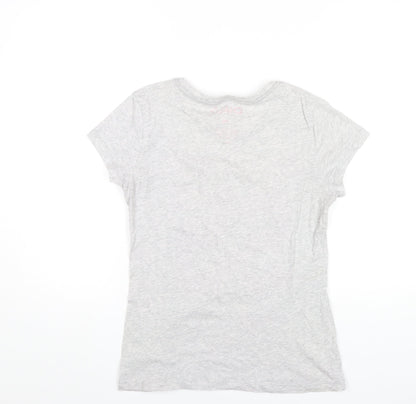 Chalo Womens Grey Cotton Graphic T-Shirt Size M Casual Travel