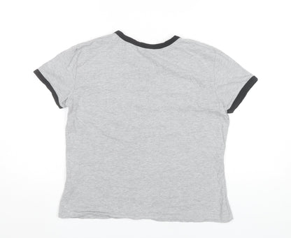 Neon Sheep Womens Grey Ringer T-Shirt Size M Short Sleeve Casual