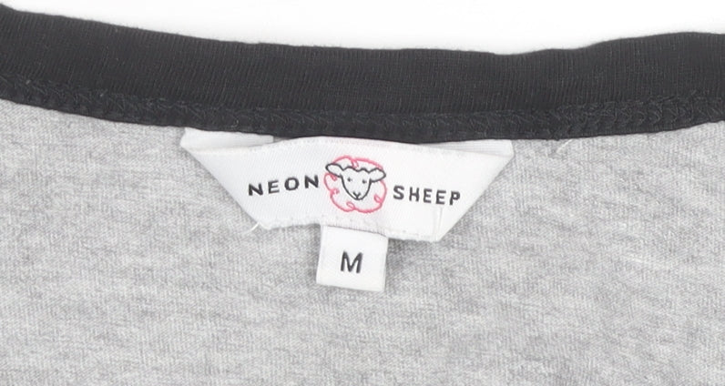 Neon Sheep Womens Grey Ringer T-Shirt Size M Short Sleeve Casual