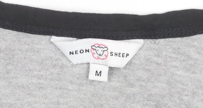 Neon Sheep Womens Grey Ringer T-Shirt Size M Short Sleeve Casual
