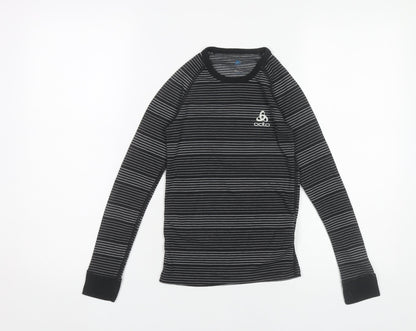 Odlo Boys Black Striped Long Sleeve Activewear T-Shirt Size 10 Years