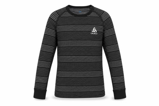 Odlo Boys Black Striped Long Sleeve Activewear T-Shirt Size 10 Years