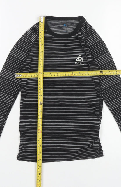 Odlo Boys Black Striped Long Sleeve Activewear T-Shirt Size 10 Years