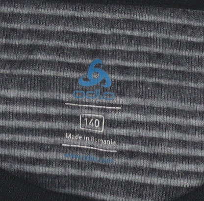 Odlo Boys Black Striped Long Sleeve Activewear T-Shirt Size 10 Years