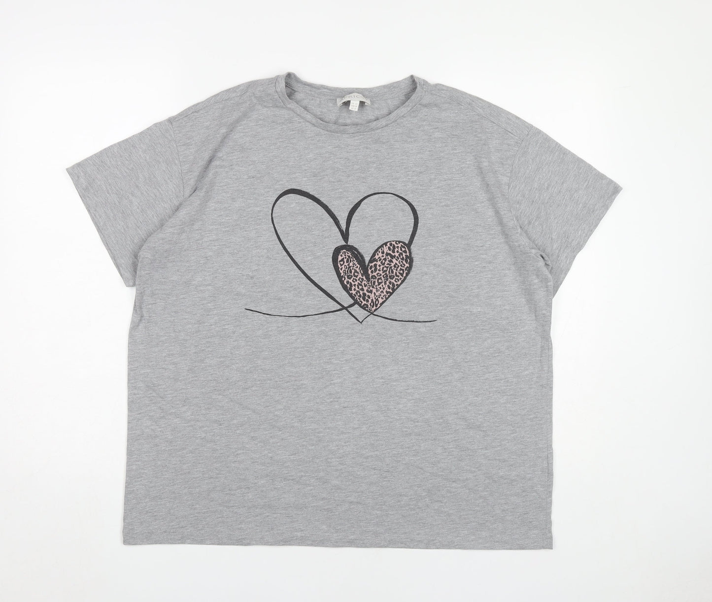 Womens UK Size 12 Apricot Grey Basic T-Shirt