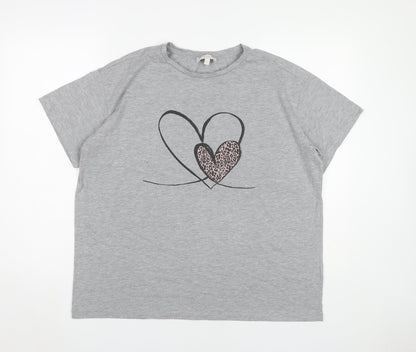 Womens UK Size 12 Apricot Grey Basic T-Shirt