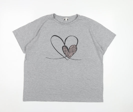Womens UK Size 12 Apricot Grey Basic T-Shirt