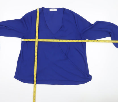 Womens UK Size 14 Wallis Blue Wrap Blouse