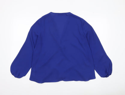 Womens UK Size 14 Wallis Blue Wrap Blouse