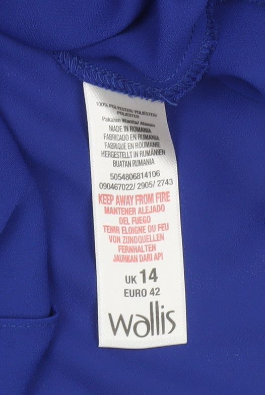 Womens UK Size 14 Wallis Blue Wrap Blouse