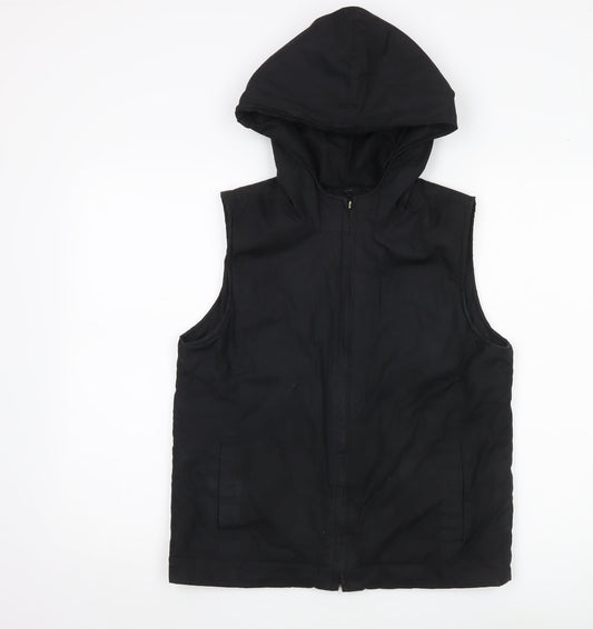 GAP Womens Black Hooded Puffer Waistcoat Gilet Coat Size S