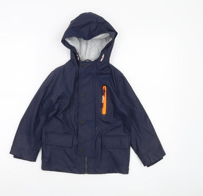 Marks and Spencer Boys Blue 4-5Y Waterproof Hooded Rain Coat Jacket