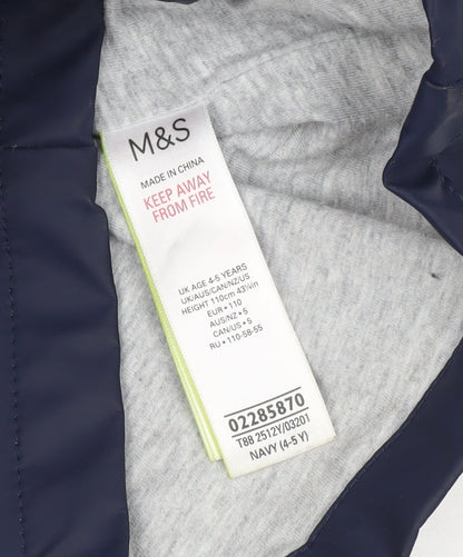 Marks and Spencer Boys Blue 4-5Y Waterproof Hooded Rain Coat Jacket