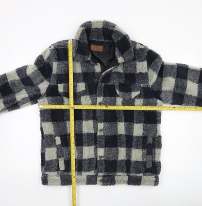 ASOS Men’s Black Grey Check Fleece Jacket Size L 40-42" Casual Winter